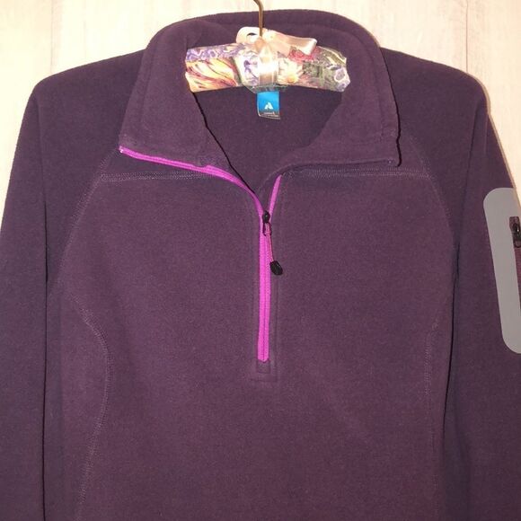 Eddie Bauer L Purple Gray Polartec Quarter Zip Fleece Sweatshirt - Picture 3 of 9